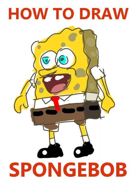 how to draw Spongebob step by step SIMPLE / EASY / FUN / FOR KIDS TUTORIAL coloring and digital tablet