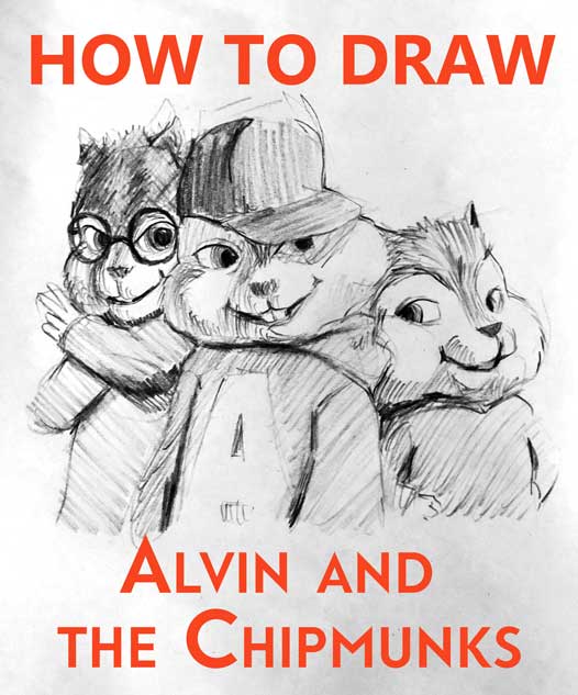 How to Draw ALVIN AND THE CHIPMUNKS realistic / easy / simple / quick / fast Step by Step Tutorial using pencil and charcoal