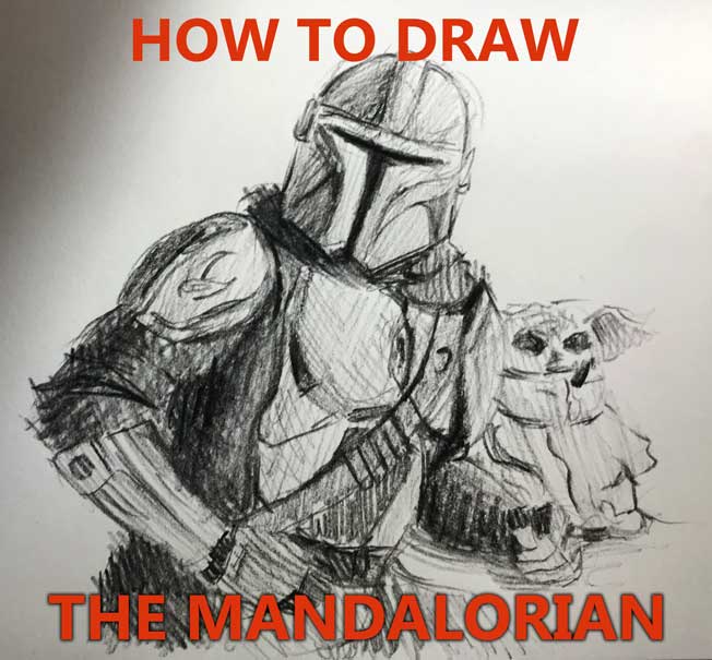 How to Draw THE MANDALORIAN and BABY YODA realistic / easy / simple / quick / fast Step by Step Tutorial using pencil and charcoal