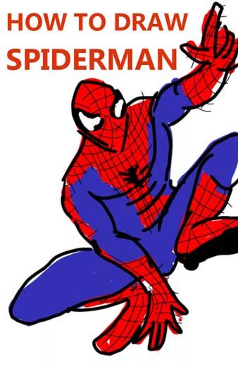 how to draw SPIDERMAN step by step SIMPLE / EASY / FUN / FOR KIDS TUTORIAL coloring