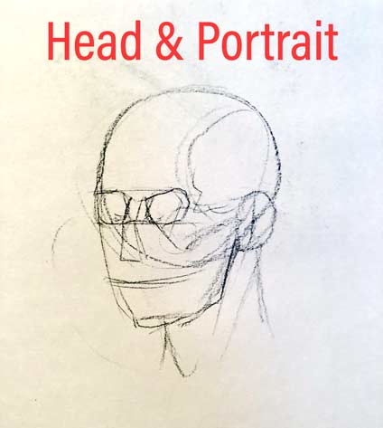 Head and portrait week 1 how to draw / construct / paint in an easy / simple / fast / quick way using drawing methods for beginners / advanced / intermediate technique