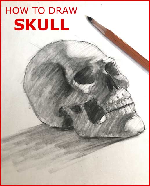 How to Draw a SKULL skeleton step by step drawing tutorial easy  simple fast for kids halloween fall spooky scary themed costume