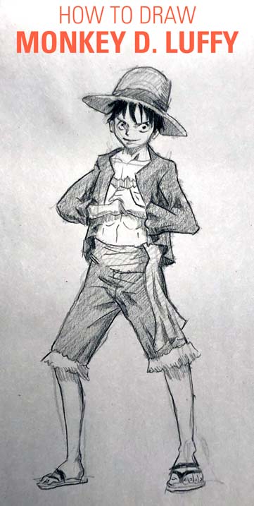 How to Draw MONKEY D. LUFFY drawing One Piece easy / simple / fast tutorial step by step